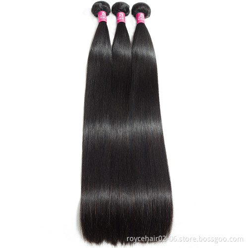40 Inch 100% Human Hair Mink Peruvian Cuticle Aligned Raw Virgin Straight Bundles with Ear to Ear Frontal Closure